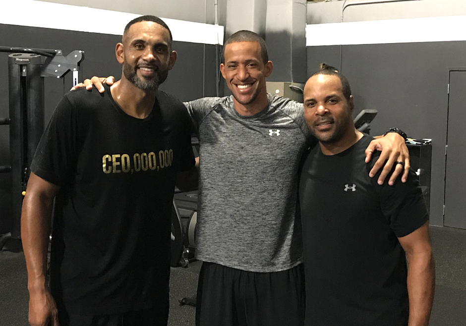 Hall of Famers Grant Hill and Barry Larkin with Coach TA after a workout at Better Every Day